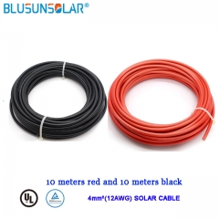 4mm2 (12AWG) Solar Cable 10 meter Red or 10 meter Black Pv Cable Wire Copper Conductor XLPE Jacket TUV Certifiction